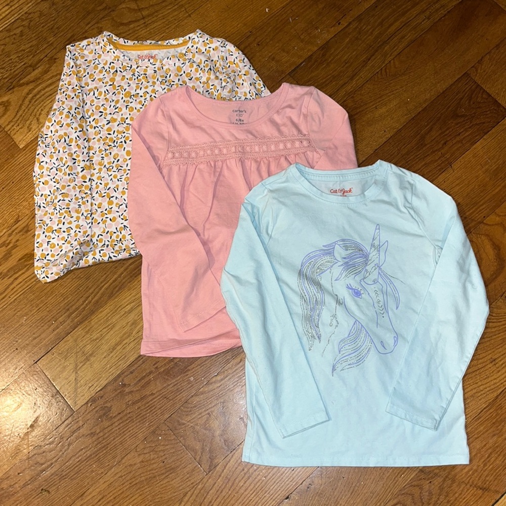 BUNDLE- 3 Girls Long Sleeve Tees- Size 6/6x